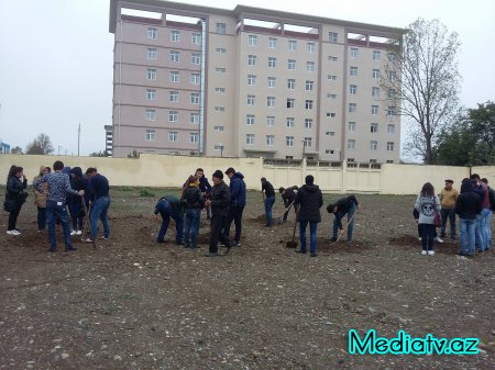 AQRAR UNİVERSİTETİNİN AQRANOMLUQ FAKÜLTƏSİNİN TƏLƏBƏLƏRİ  DENDROLOJİ BAĞ SALIR - FOTOLAR