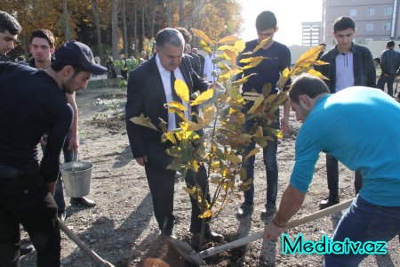 AQRAR UNİVERSİTETİNDƏ SALINAN DENDROLOJİ BAĞ AKADEMİK HƏSƏN ƏLİYEVİN ADINI DAŞIYACAQ - FOTOLAR