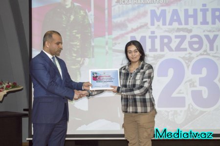 Nərimanovda aprel döyüşlərində şəhid olmuş Mahir Mirzəyevin anadan olmasının 23-cü ildönümünə həsr edilmiş  tədbir keçirilib - FOTOLAR